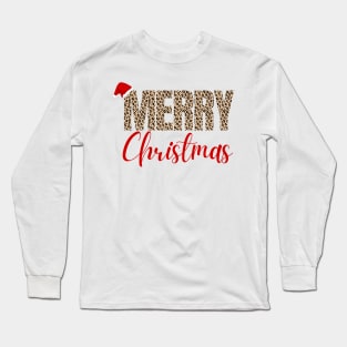 merry christmas leopard print Long Sleeve T-Shirt